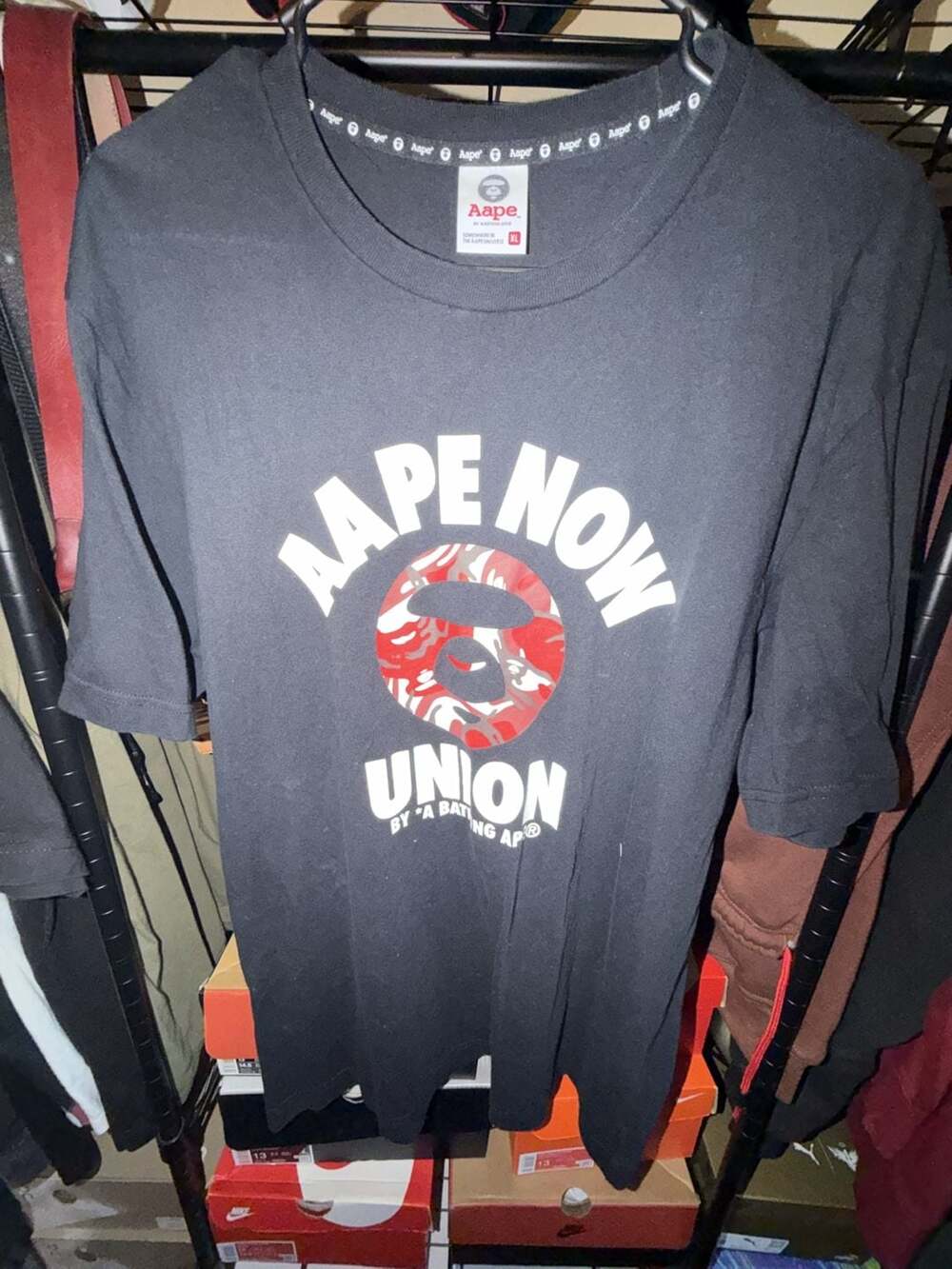 Aape by A Bathing Ape Aape Now Union T-Shirt Size XL Black